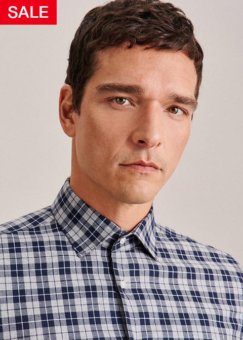 Twill Flanellhemd in X-Slim mit Kentkragen