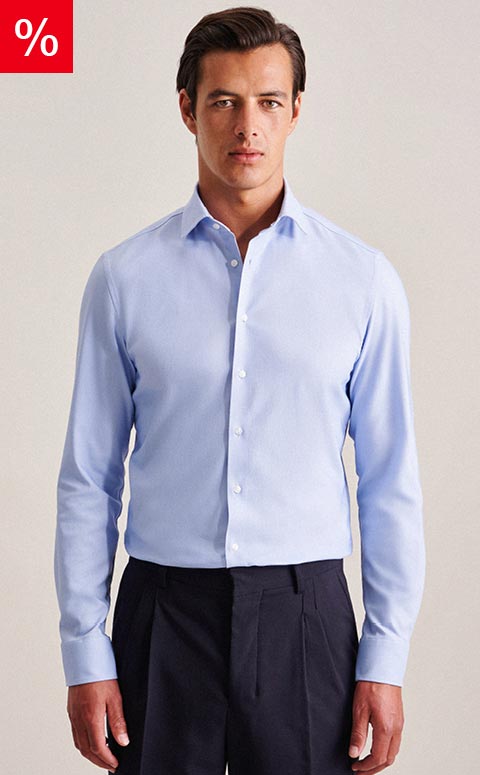 Twill Performance-Hemd in Slim mit Kentkragen