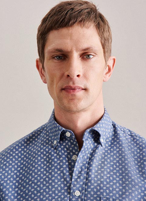 Twill Casual Hemd in Regular mit Button-Down-Kragen