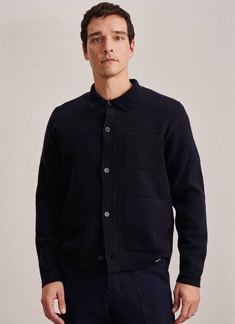 Kragen Strick-Jacke Gerader Schnitt (Normal-Fit)