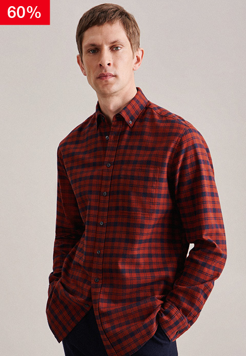 Twill Casual Hemd in Regular mit Button-Down-Kragen