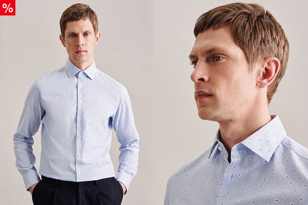 Twill Flanellhemd in Slim mit Kentkragen