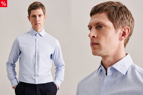 Twill Flanellhemd in Slim mit Kentkragen