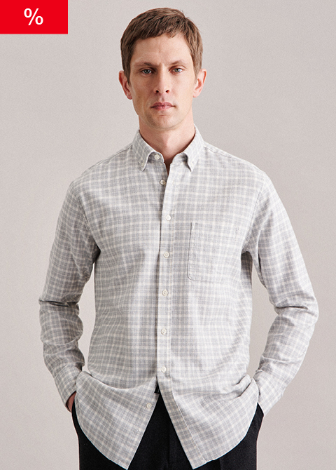Twill Casual Hemd in Regular mit Button-Down-Kragen
