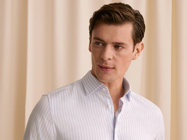 Twill Business Hemd in Slim mit Kentkragen