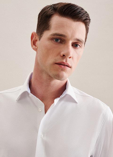 Twill Performance-Hemd in Slim mit Kentkragen